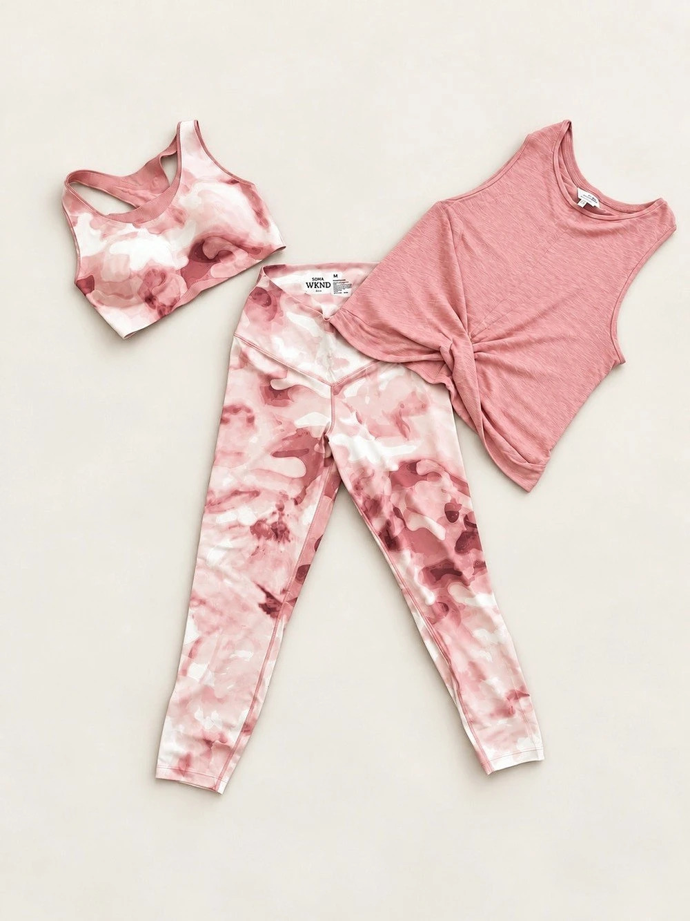 Soma 24/7 Crop Legging Pink Abstract Athletic Set Size Medium